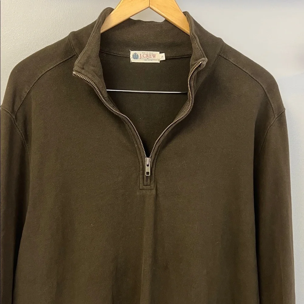 J Crew Men's Dark Forest  Green  1/4 Zip-Up Y2K Sz L